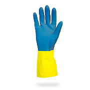 Hospeco Flock Lined Neoprene 22 Mil Gloves Blue/yellow Small, 12 Pairs (GRLY-SM-1SF)