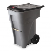 Rubbermaid Commercial Brute Roll-Out Heavy-Duty Container, 65 gal, Polyethylene, Gray (9W21GY)