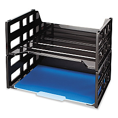 Officemate High Rise Desk Tray, 2 Sections, Letter Size Files, 13.25" x 9" x 10.25", Black, 2/Pack (OIC26056)