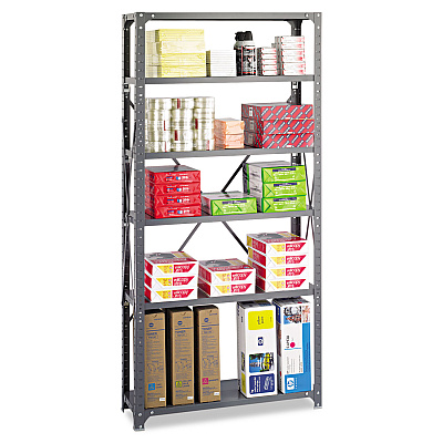 Safco Commercial Steel Shelving Unit, Six-Shelf, 36w X 12d X 75h, Dark Gray (SAF6268)