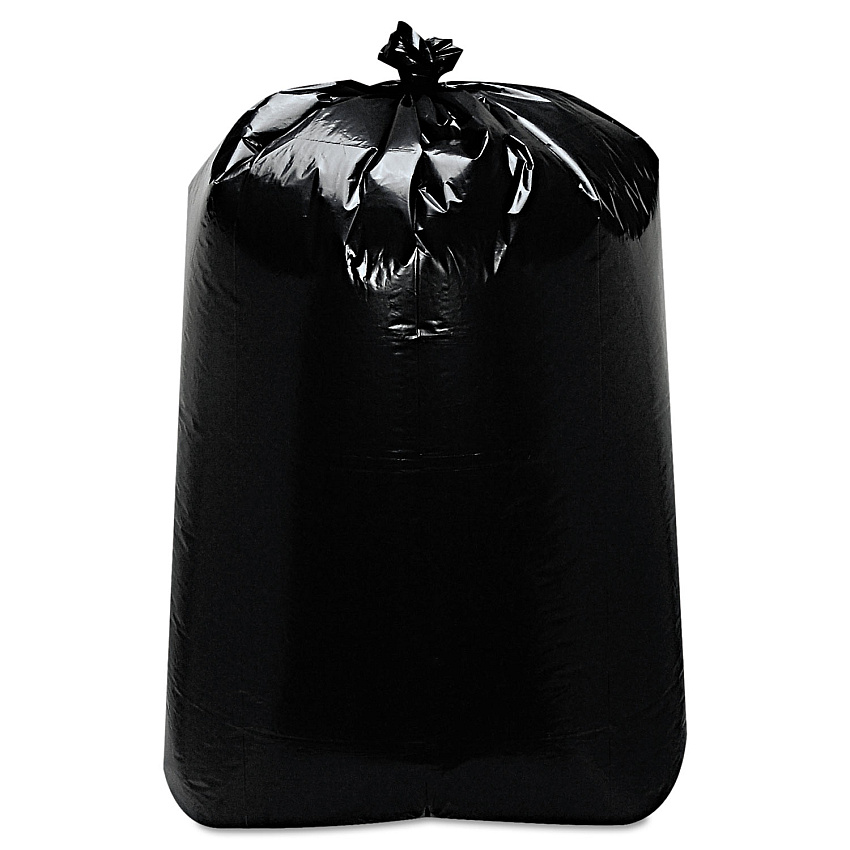 Trinity Plastics Low-Density Can Liners, 60 gal, 1.6 mil, 22" x 58", Black, Flat Pack, 100/Carton (TRNML3858X)