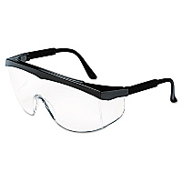 MCR Safety Stratos Safety Glasses, Black Frame, Clear Lens, 12/Box (CRWSS110)