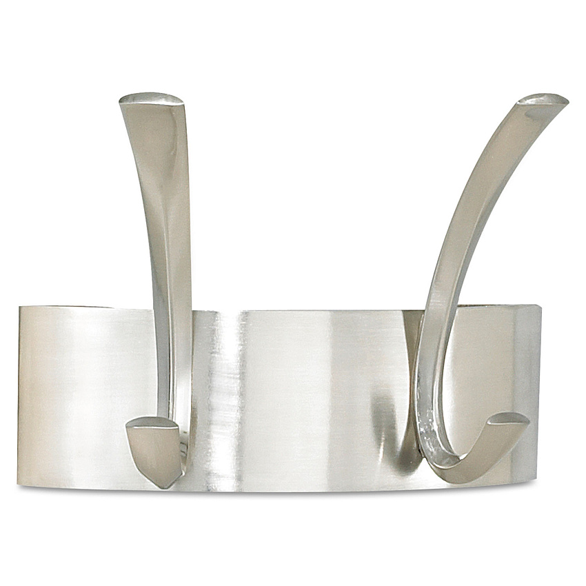 Safco Metal Coat Rack, Wall Rack, Two Hooks, Steel, 7w x 4.5d x 5.25h, Brushed Nickel (SAF4203SL)