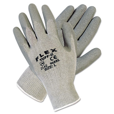 MCR Safety Flextuff Latex Dipped Gloves, Gray, Large, 12 Pairs (MPG9688L)