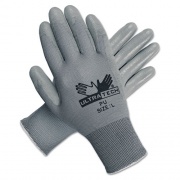 MCR Safety Ultra Tech Tactile Dexterity Work Gloves, White/Gray, Large, 12 Pairs (9696L)