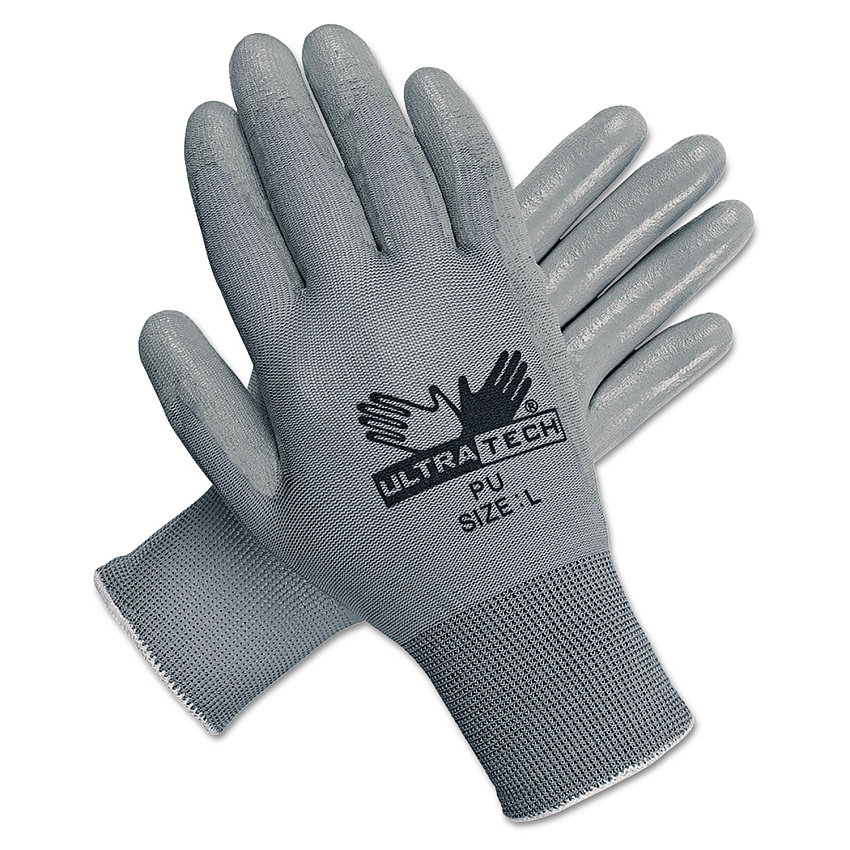 MCR Safety Ultra Tech TaCartonile Dexterity Work Gloves, White/Gray, Large, 12 Pairs (MPG9696L)