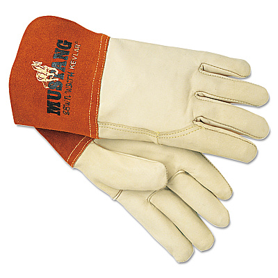 MCR Safety Mustang MIG/TIG Leather Welding Gloves, White/Russet, Large, 12 Pairs (MPG4950L)