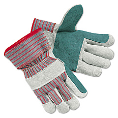 MCR Safety Men's Economy Leather Palm Gloves, White/Red, Large, 12 Pairs (MPG1211J)