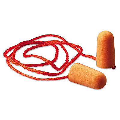 3M Foam Single-Use Earplugs, Corded, 29NRR, Orange, 100 Pairs (MMM1110)