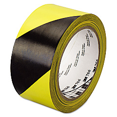 3M 766 Hazard Marking Vinyl Tape, 2" x 36 yds, Black/Yellow (MMM02120043181)