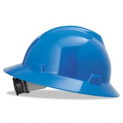 MSA V-Gard Full-Brim Hard Hats, Ratchet Suspension, Size 6.5 to 8, Blue (475368)