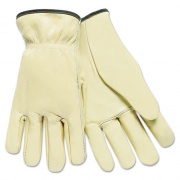 MCR Safety Full Leather Cow Grain Driver Gloves, Tan, Large, 12 Pairs (3200L)