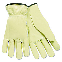 MCR Safety Full Leather Cow Grain Driver Gloves, Tan, Large, 12 Pairs (MPG3200L)