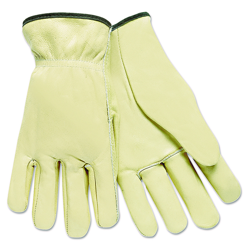 MCR Safety Full Leather Cow Grain Driver Gloves, Tan, Large, 12 Pairs (MPG3200L)