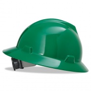 MSA V-Gard Full-Brim Hard Hats, Ratchet Suspension, Size 6.5 to 8, Green (475370)