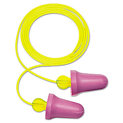 3M No-Touch Push-to-Fit Single-Use Earplugs, Corded, 29 dB NRR, Purple/Yellow, 100 Pairs (MMMP2001)