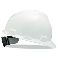 MSA V-Gard Hard Hat, Vented, Front Brim, Fas-Trac III Ratchet Suspension, One Size Fits Most (6.5 to 8), White (475358)