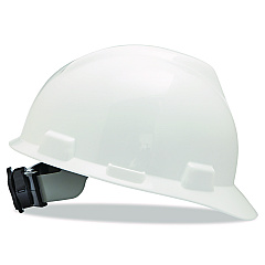 MSA V-Gard Hard Hat, Vented, Front Brim, Fas-Trac III Ratchet Suspension, One Size Fits Most (6.5 to 8), White (475358)