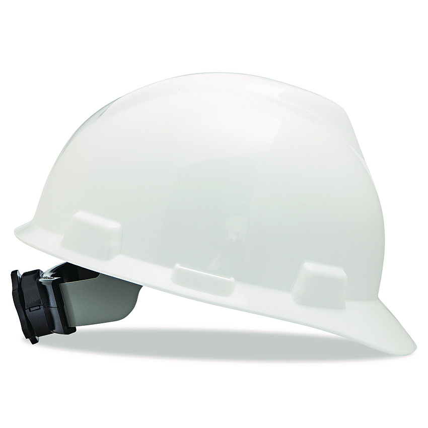 MSA V-Gard Hard Hat, Vented, Front Brim, Fas-Trac III Ratchet Suspension, One Size Fits Most (6.5 to 8), White (475358)
