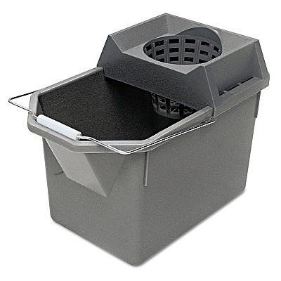 Rubbermaid Commercial Pail/Strainer Combination, 15 qt, Steel Gray (RCP6194STL)