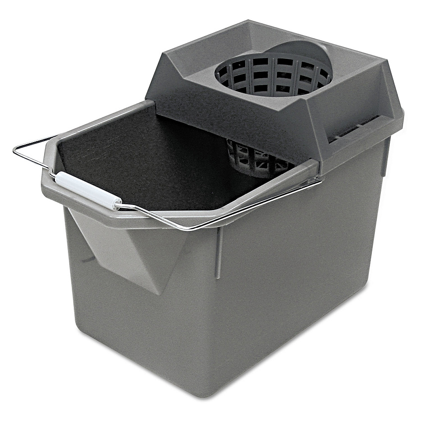 Rubbermaid Commercial Pail/Strainer Combination, 15 qt, Steel Gray (RCP6194STL)