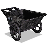 Rubbermaid Commercial Big Wheel Agriculture Wheelbarrow, 300 lb Capacity, 32.75" x 58" x 28.25", Black (RCP5642BLA)