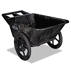 Rubbermaid Commercial Big Wheel Agriculture Wheelbarrow, 300 lb Capacity, 32.75" x 58" x 28.25", Black (RCP5642BLA)
