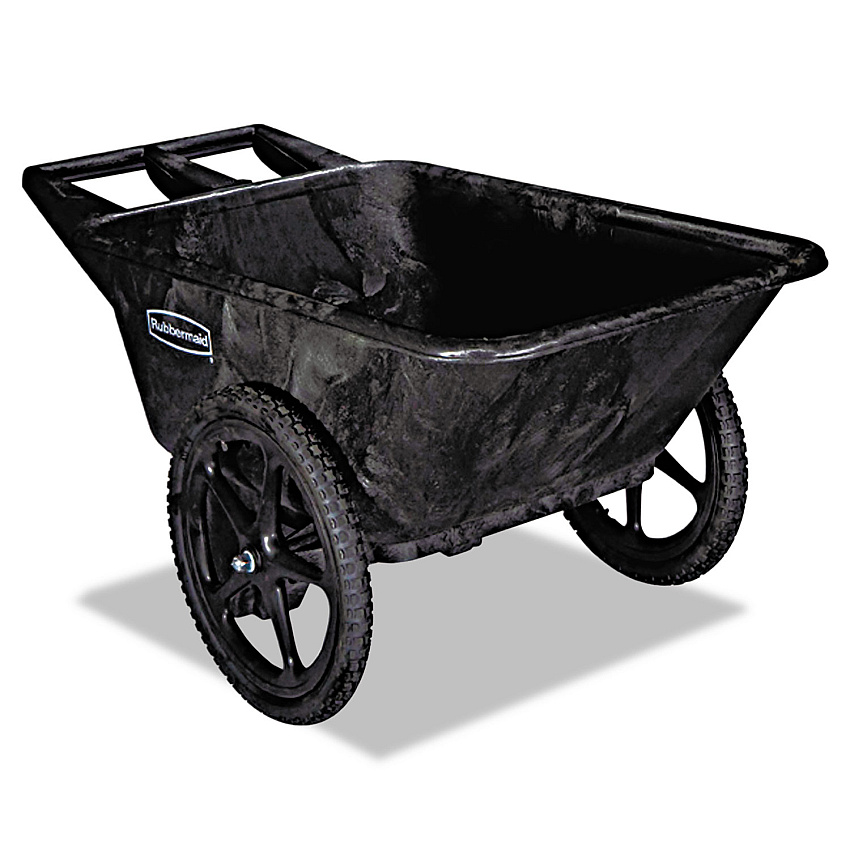 Rubbermaid Commercial Big Wheel Agriculture Wheelbarrow, 300 lb Capacity, 32.75" x 58" x 28.25", Black (RCP5642BLA)