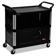 Rubbermaid Commercial Xtra Equipment Cart, 300-lb Capacity, Three-Shelf, 20.75w x 40.63d x 37.8h, Black (4095BLA)