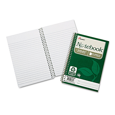 AbilityOne 7530016002013, SKILCRAFT Recycled Notebook, 1-Subject, Medium/College Rule, Green Cover, (80) 7.5 x 5 Sheets, 6/Pack