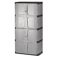 Rubbermaid Double-Door Storage Cabinet - Base/Top, 36w x 18d x 72h, Gray/Black (RUB7083)
