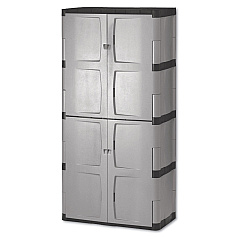 Rubbermaid Double-Door Storage Cabinet - Base/Top, 36w x 18d x 72h, Gray/Black (RUB7083)