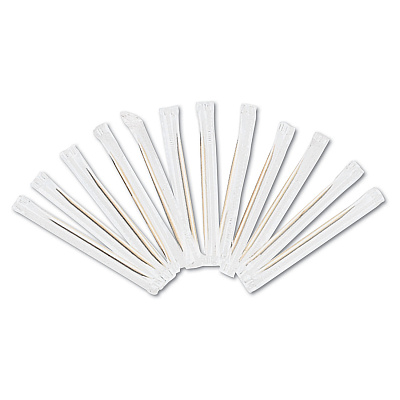 AmerCareRoyal Cello-Wrapped Round Wood Toothpicks, 2.5", Natural, 1,000/Box, 15 Boxes/Carton (RPPRIW15)