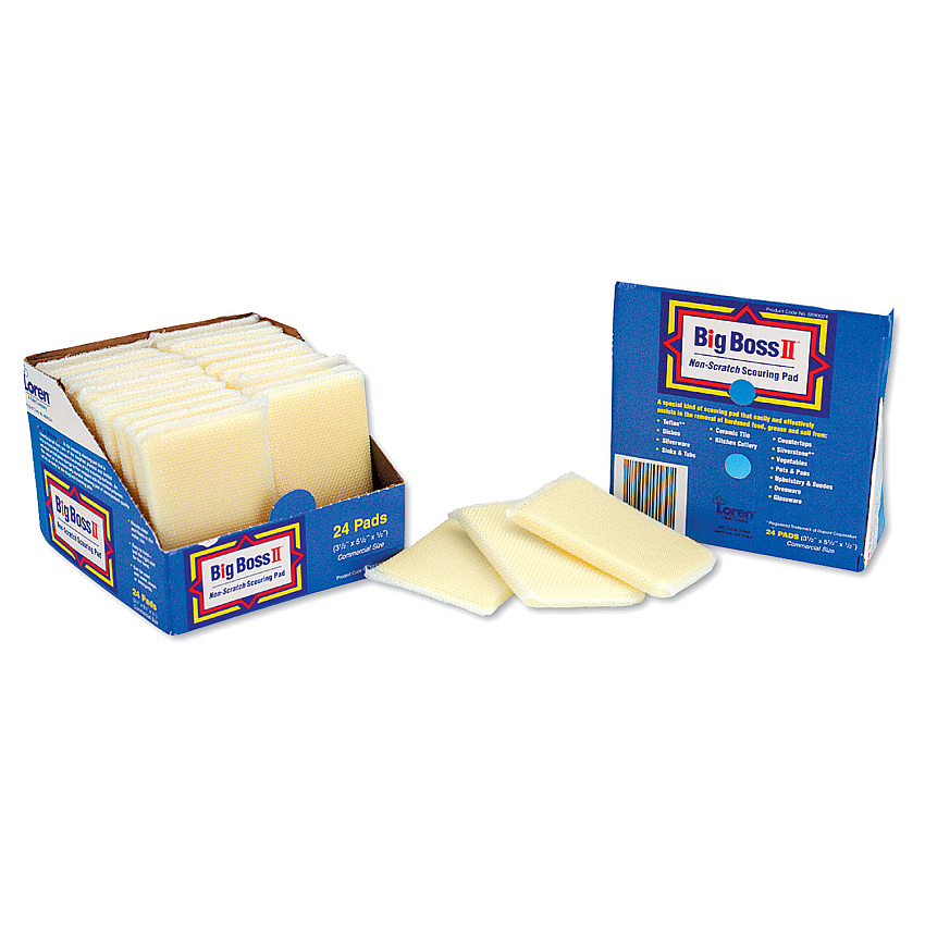 Big Boss II Non-Scratch Scouring Pads, 3.5 x 5.5, Yellow, 24/Carton (PUXV890116)