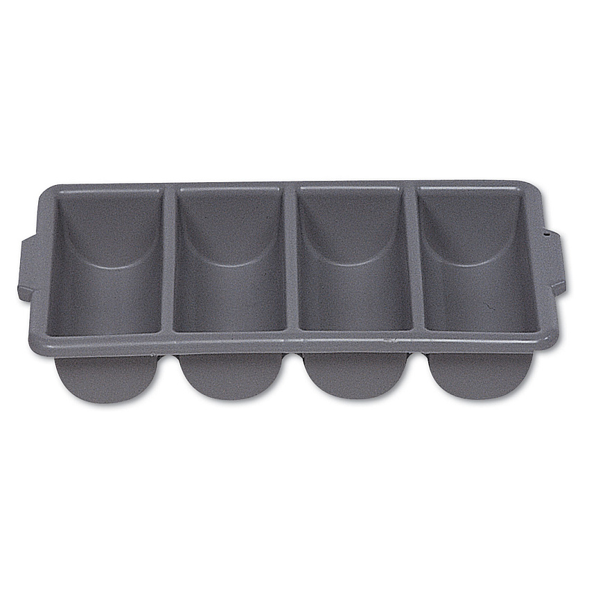 Rubbermaid Commercial Cutlery Bin, 4 Compartments, Plastic, 11.5 x 21.25 x 3.75, Plastic, Gray (RCP3362GRA)