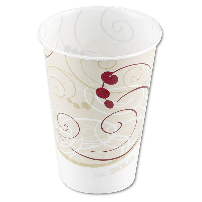 Solo Symphony Design Wax-Coated Paper Cold Cups, ProPlanet Seal, 7 oz, Beige/White, 100/Sleeve, 20 Sleeves/Carton (SCCR7NSYM)
