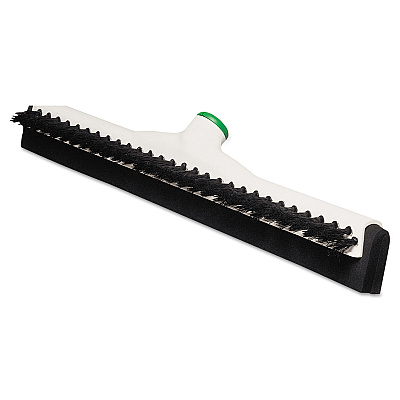 Unger Sanitary Brush with Squeegee, Black Polypropylene Bristles, 18" Brush, Moss Plastic Handle (UNGPB45A)