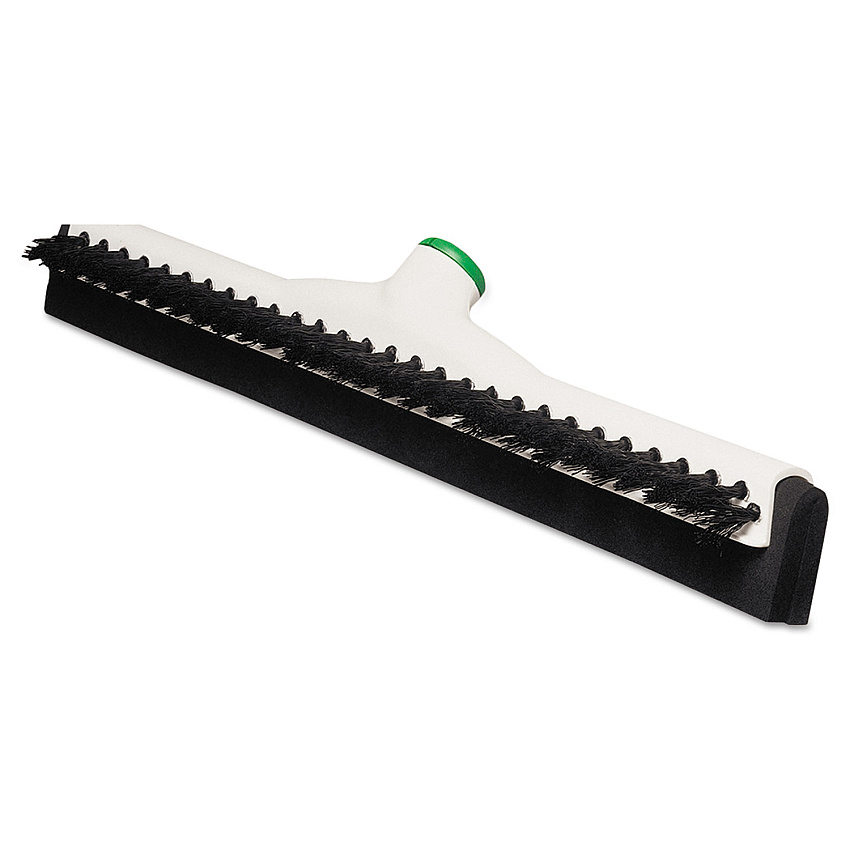 Unger Sanitary Brush with Squeegee, Black Polypropylene Bristles, 18" Brush, Moss Plastic Handle (UNGPB45A)