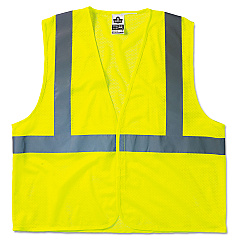 ergodyne GloWear 8210HL Class 2 Economy Vest, Polyester Mesh, Hook Closure, Large to X-Large, Lime (EGO21025)