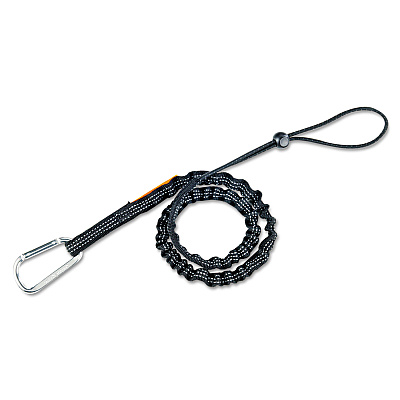 ergodyne Squids 3100 Lanyard with Aluminum Carabiner + Cinch-Loop, 10 lb Max Working Capacity, 35" to 45" Long, Black (EGO19002)