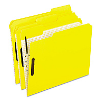 Pendaflex Colored Classification Folders with Embossed Fasteners, 2 Fasteners, Letter Size, Yellow Exterior, 50/Box (PFX21309)