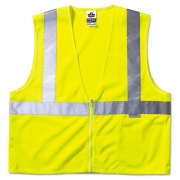 ergodyne GloWear Class 2 Standard Vest, Mesh, Zip, Large to X-Large, Lime (21125)
