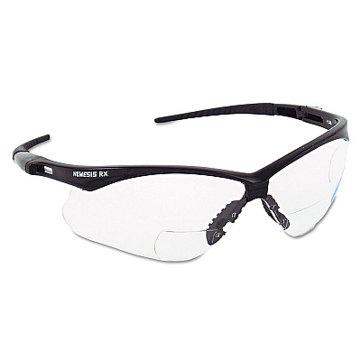 KleenGuard V60 Nemesis Rx Reader Safety Glasses, Black Frame, Clear Lens, +1.0 Diopter Strength (KCC28618)