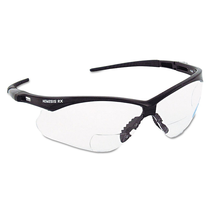 KleenGuard V60 Nemesis Rx Reader Safety Glasses, Black Frame, Clear Lens, +1.0 Diopter Strength (KCC28618)