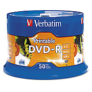 Verbatim DVD-R Recordable Disc, 4.7 GB, 16x, Spindle, White, 50/Pack (VER95137)