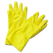 Boardwalk Flock-Lined Latex Cleaning Gloves, X-Large, Yellow, 12 Pairs (242XL)