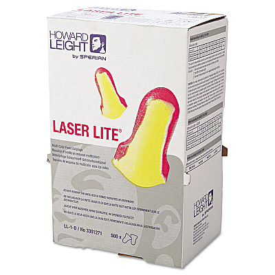 Howard Leight by Honeywell LL-1 D Laser Lite Single-Use Earplugs, Cordless, 32NRR, MA/YW, LS500, 500 Pairs