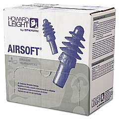 Howard Leight by Honeywell DPAS-30W AirSoft Multiple-Use Earplugs, 27NRR, White Nylon Cord, BE, 100 Pairs