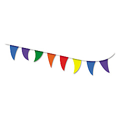 COSCO Strung Flags, Pennant, 30 ft, Assorted Bright Colors (COS098182)