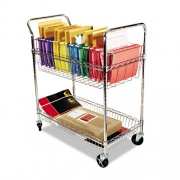Alera Carry-all Mail Cart, Metal, 1 Shelf, 1 Bin, 34.88" x 18" x 39.5", Silver (MC3518SR)